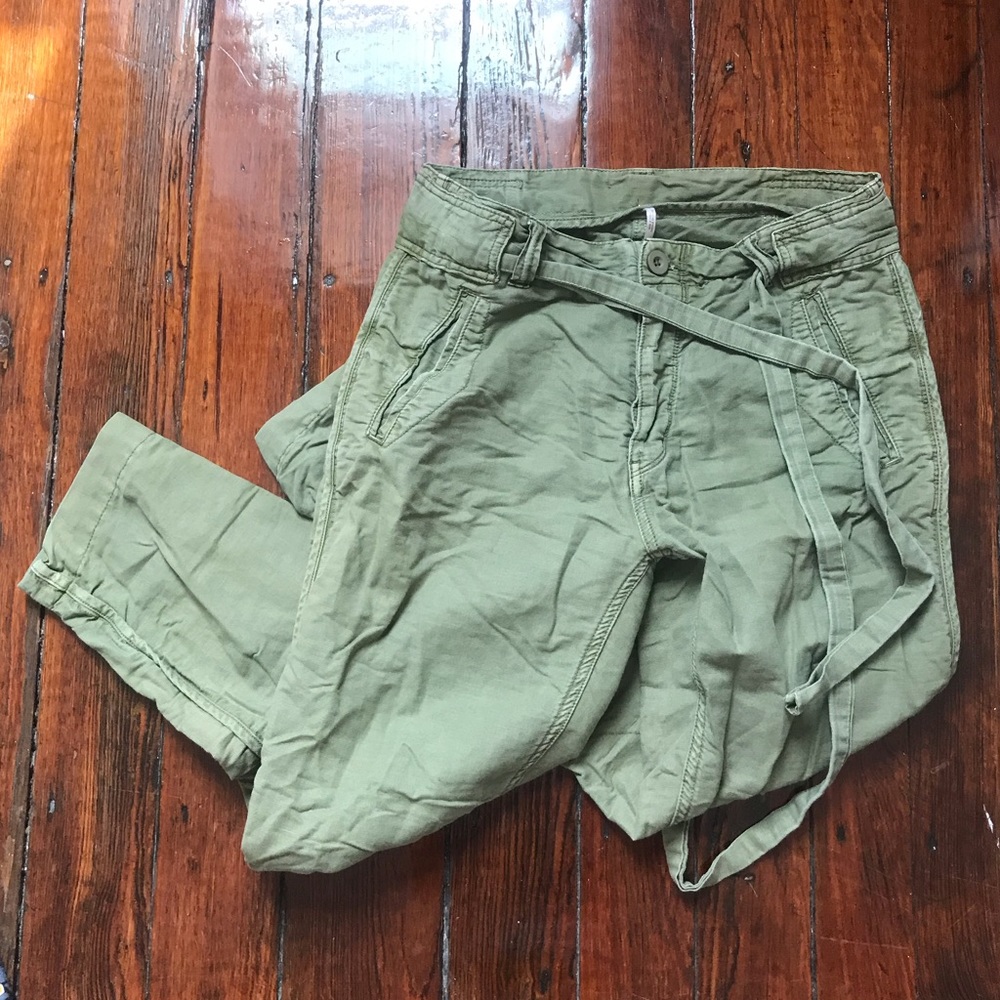 Free People cropped linen cargo pants